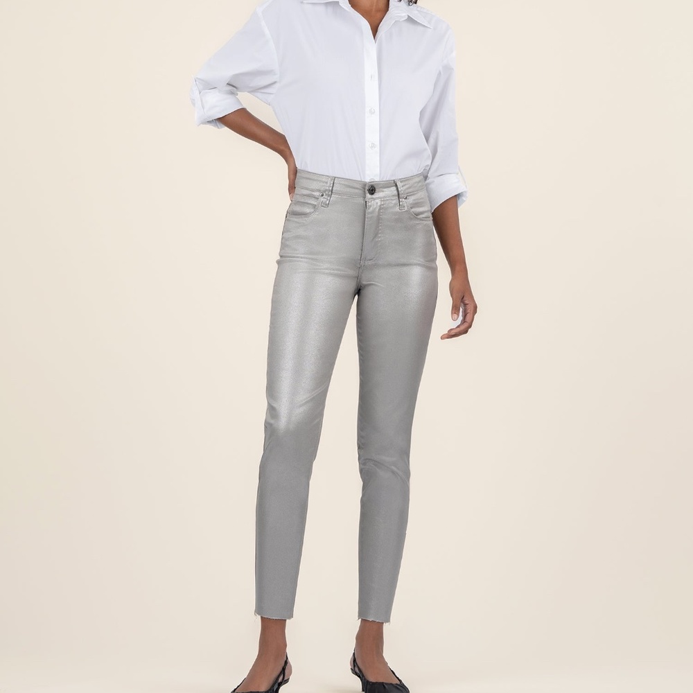 Kut from the Kloth Charlize Coated High Rise Cigarette Leg Size 0000 / Dark Silv